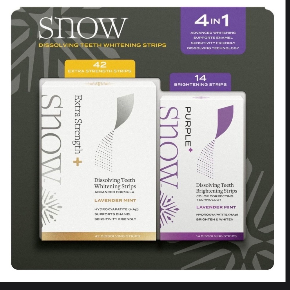 Snow Dissolving Teeth Whitening Strips - Lavender Mint 42+14 Strips 08/2028 New
